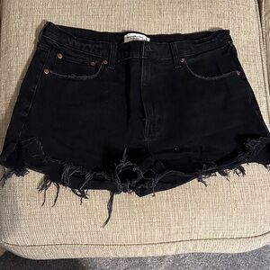 Abercrombie & Fitch Black Frayed Jean Shorts